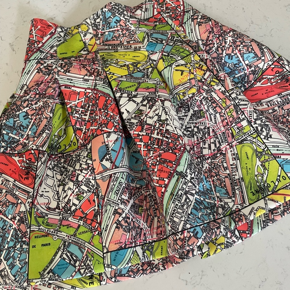 Anthropologie Size 0 Carte Map Neoprene Skater Skirt
